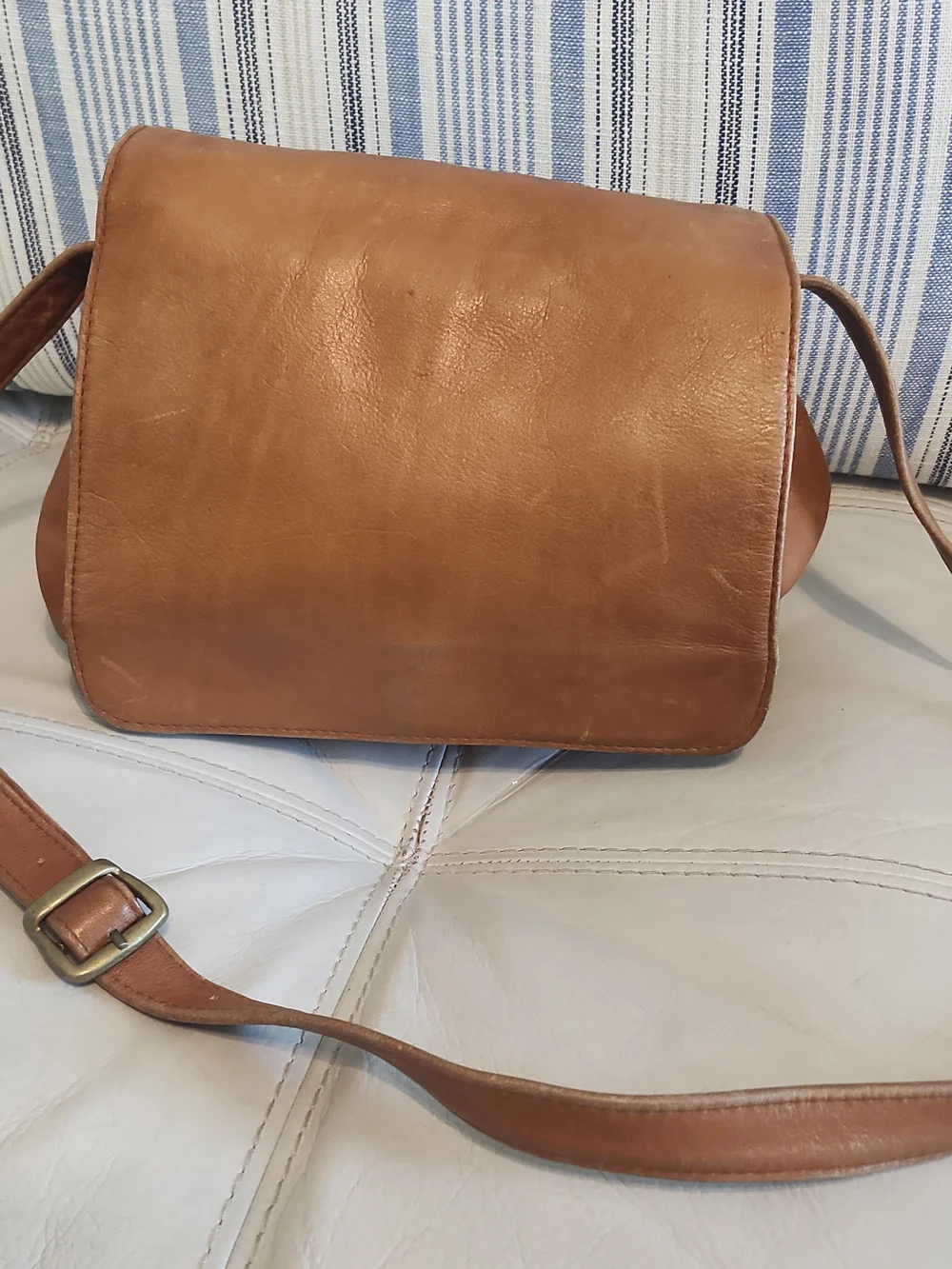 Gabor Tan Leather Flap Crossbody Bag